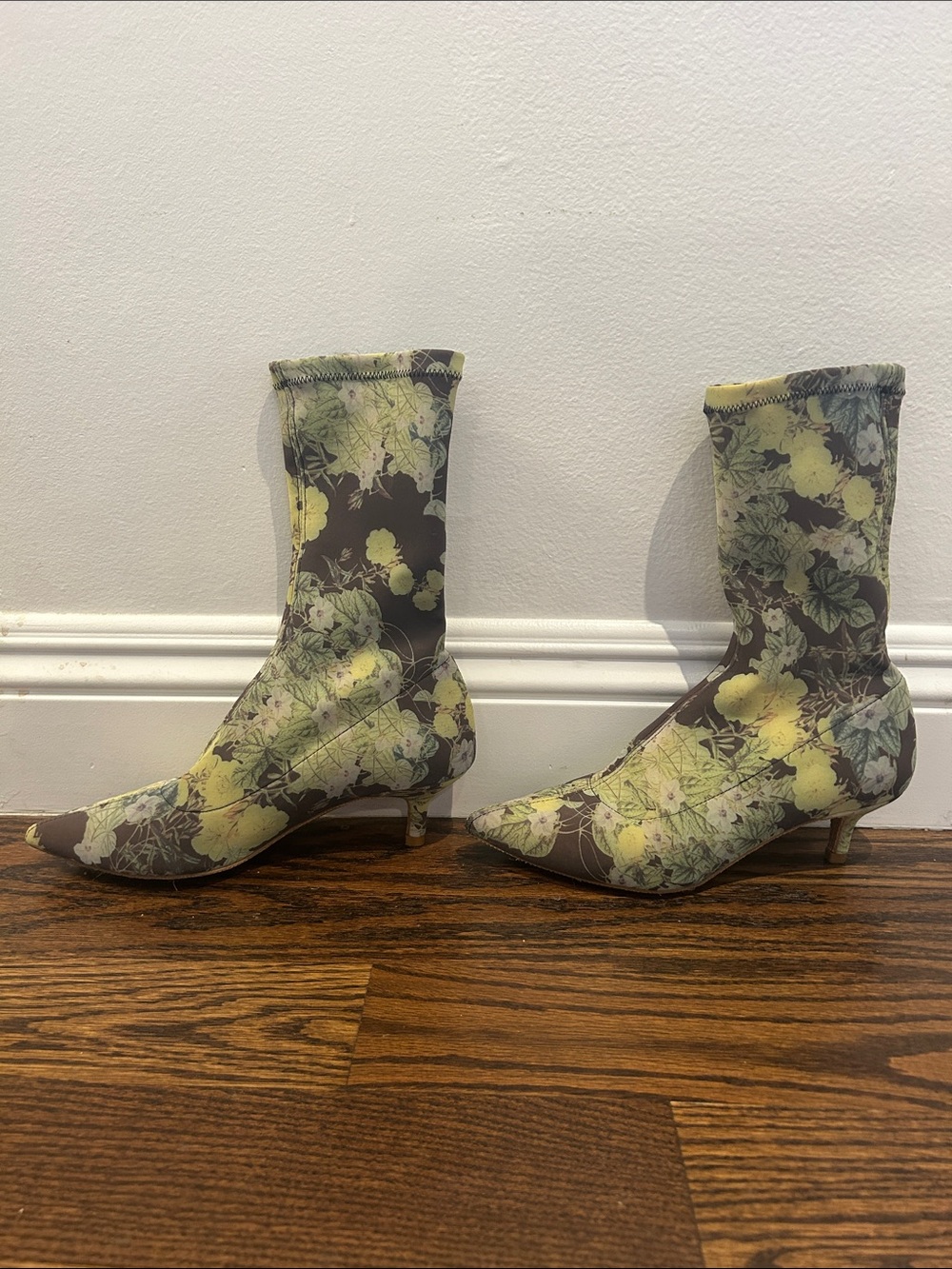 Free People Cadence Floral Pointed Toe Sock Bootie